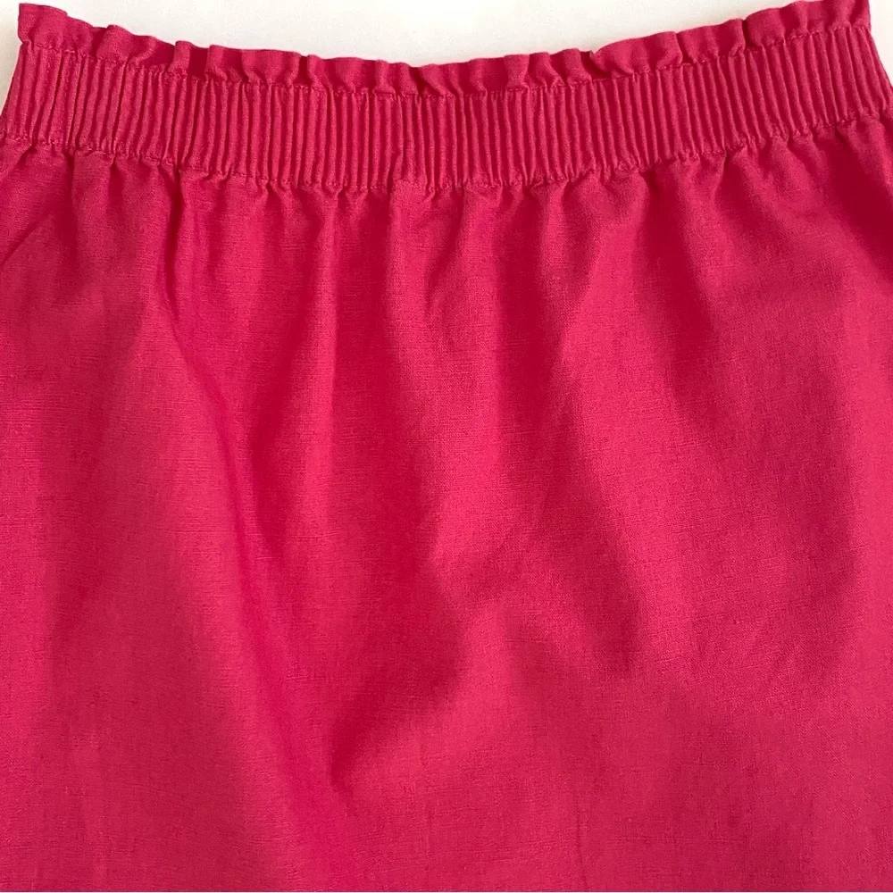 J.Crew Factory Skirt Linen Blend Pink Scallop Hem Size 4 Mini Preppy Summer